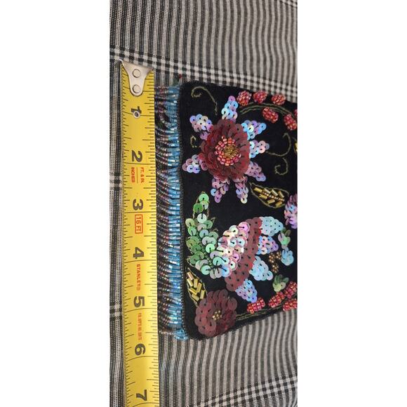 90s crossbody bag- floral bead design handbag w/ strap & fringe beading- nwot - Picture 6 of 8